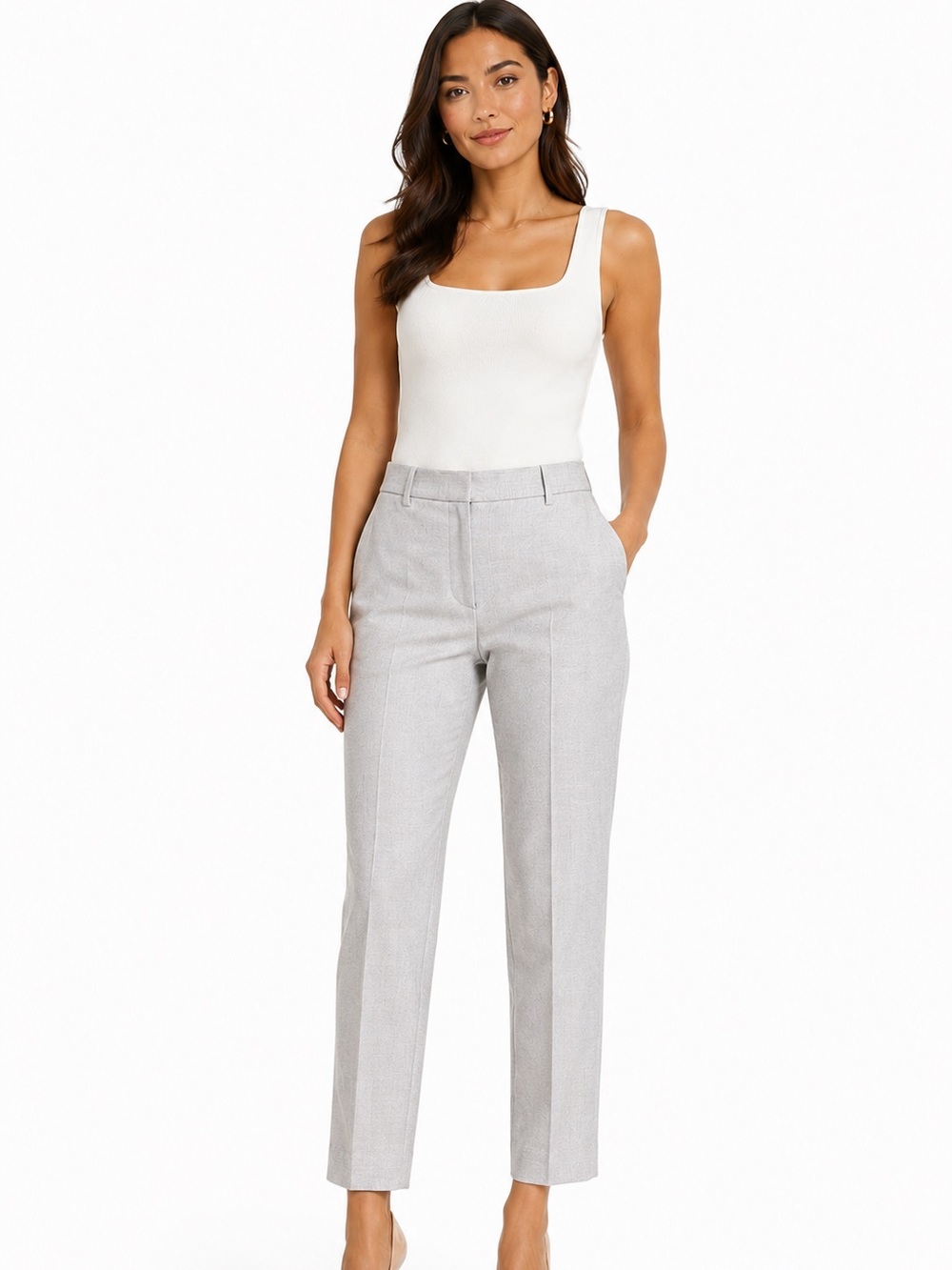 H&M Light Gray Tailored Dress Pants Size 4 Straight Leg Career Office Trousers